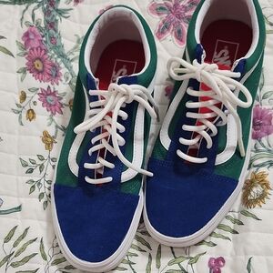 Vans Green and Blue And Gold Suede Sneakers